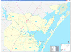 Corpus Christi Metro Area Wall Map Basic Style 2024